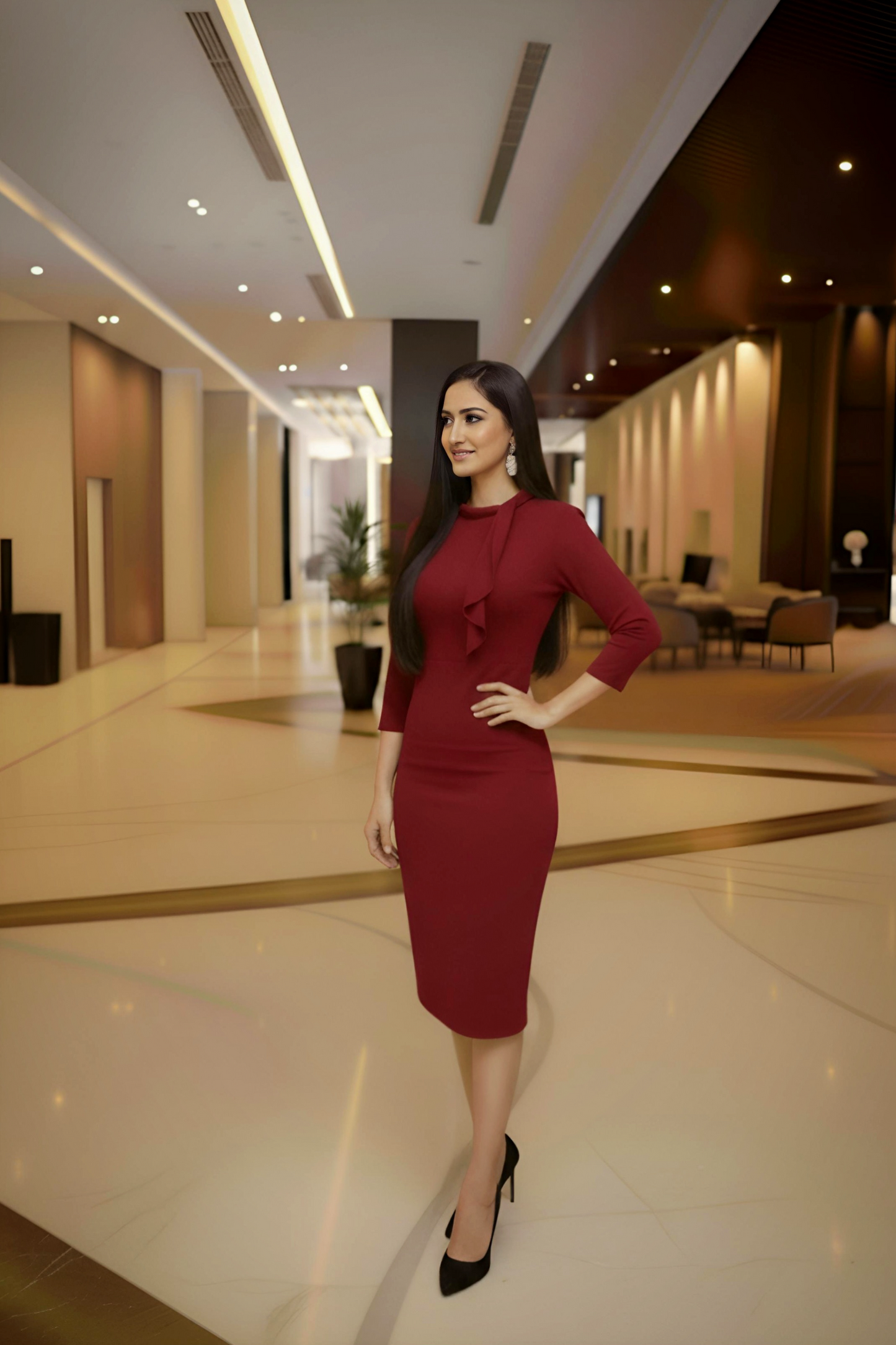 Deanna’s Maroon Elara Midi